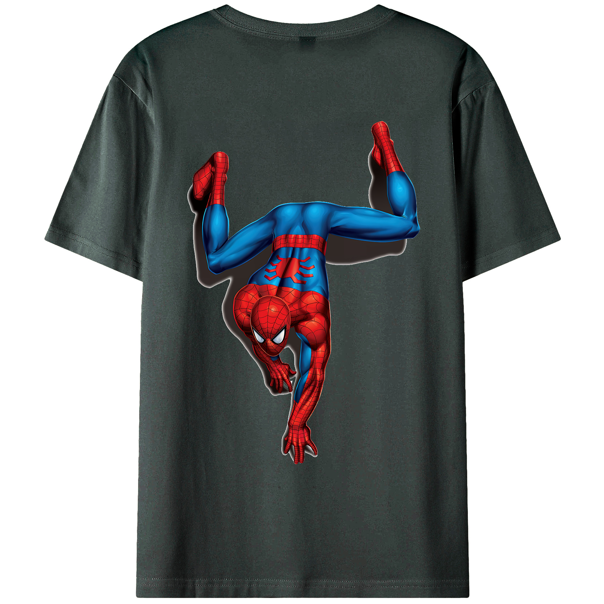 （画像用） Spider Man スパイダーマン 綿100％ メンズ半袖Tシャツ（バックプリント） 通気性